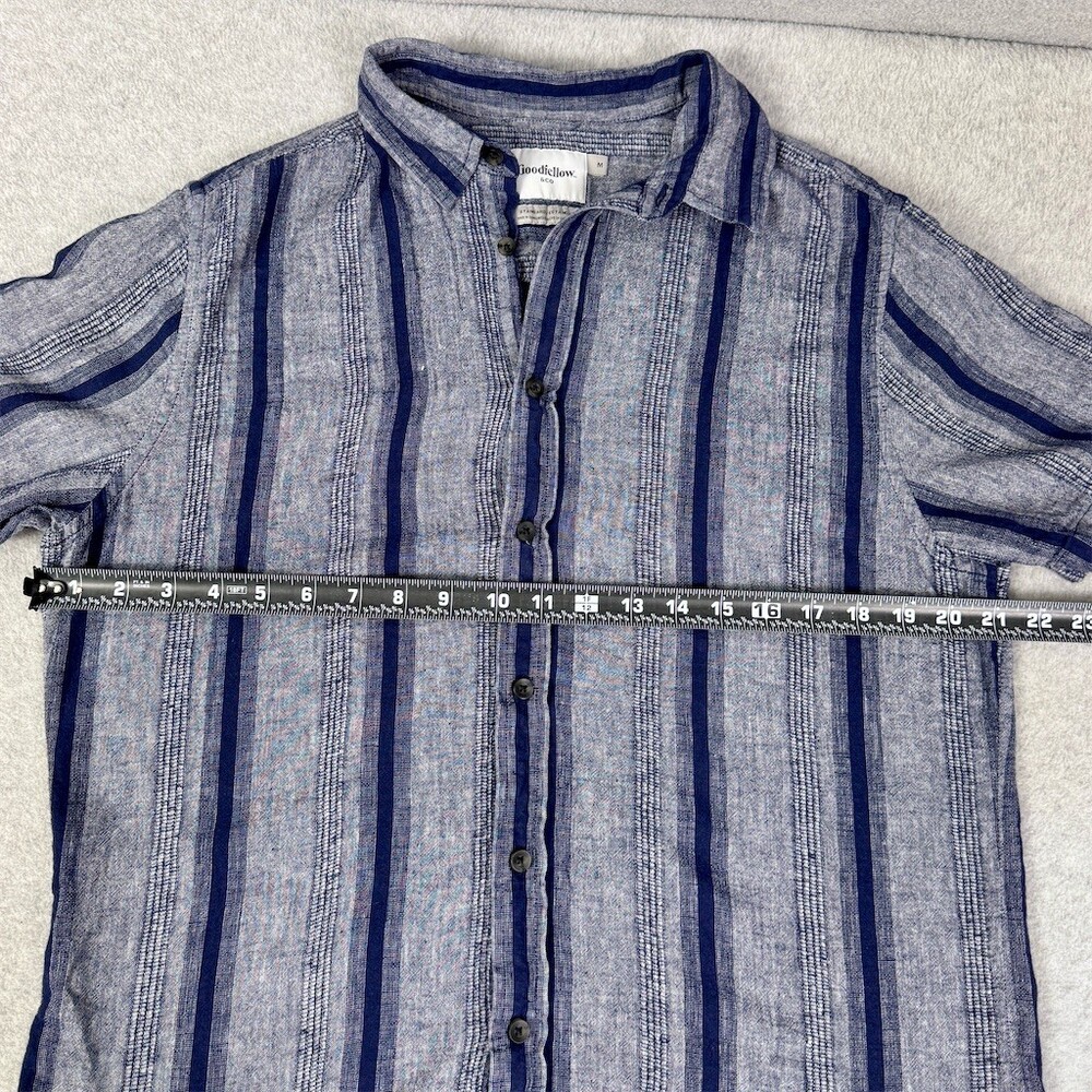 Goodfellow & Co Northward Linen Cotton Shirt Men's Size M Blue Striped - Picture 8 of 12